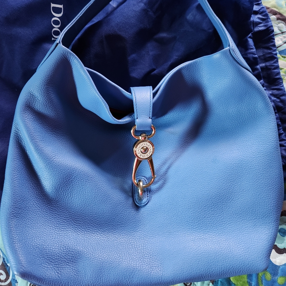 Dooney & Bourke Blue Hobo Bag with Silver Accents - Picture 3 of 16